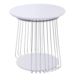 Couchtisch Beistelltisch Kaffeetisch Loungetisch Metall MDF rund Ø50cm weiss