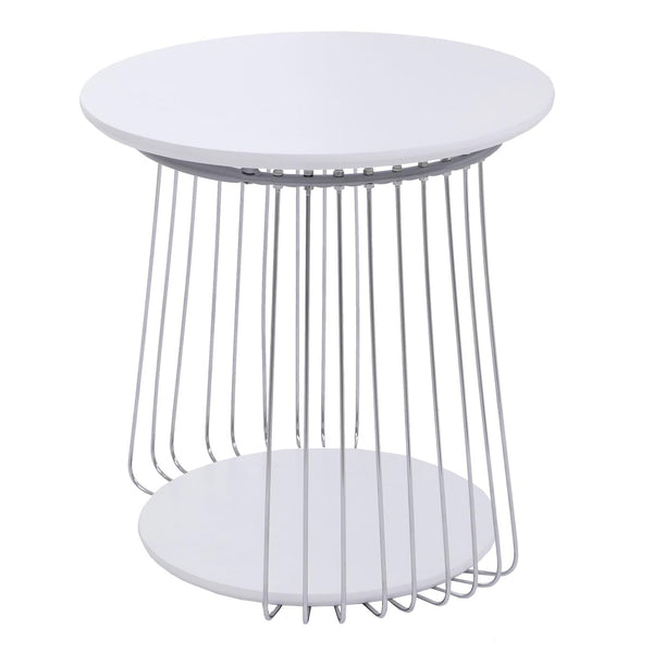 Couchtisch Beistelltisch Kaffeetisch Loungetisch Metall MDF rund Ø50cm weiss