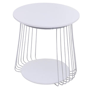 Couchtisch Beistelltisch Kaffeetisch Loungetisch Metall MDF rund Ø50cm weiss