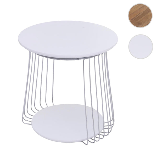Couchtisch Beistelltisch Kaffeetisch Loungetisch Metall MDF rund Ø50cm weiss