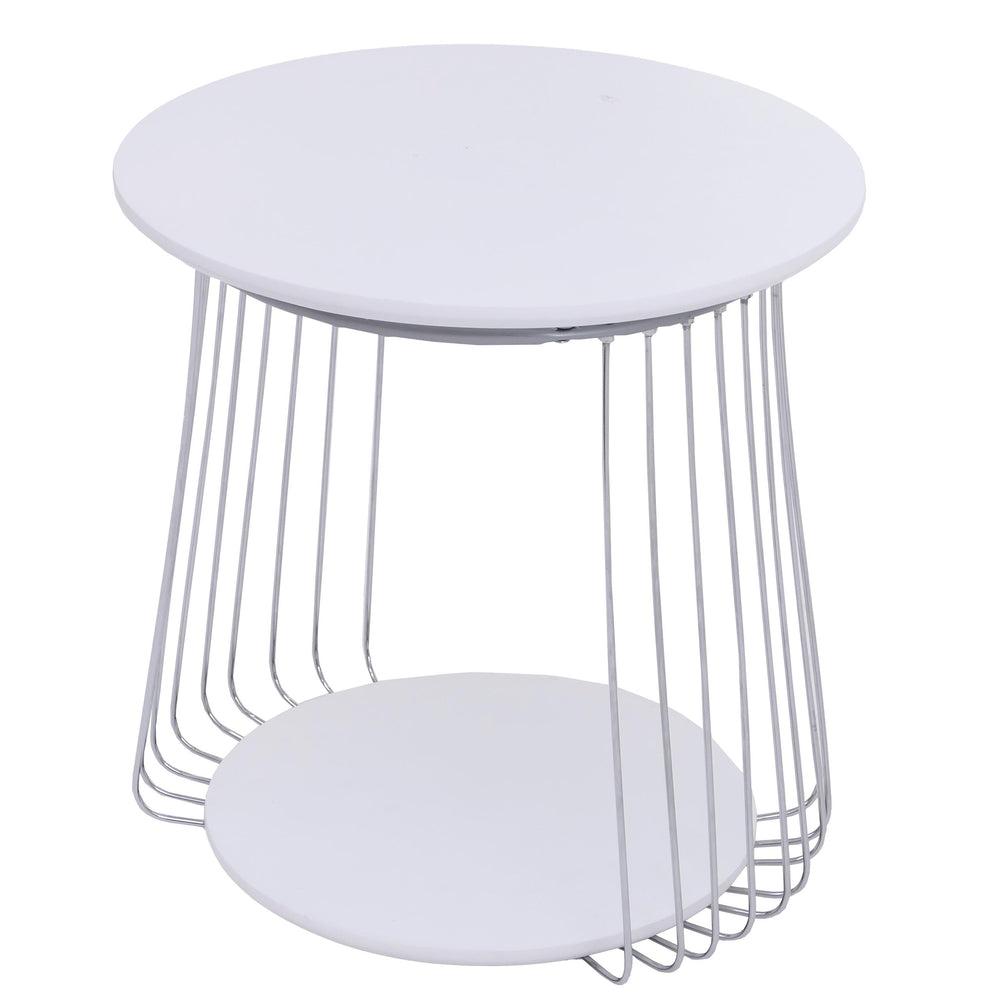 Couchtisch Beistelltisch Kaffeetisch Loungetisch Metall MDF rund Ø50cm weiss
