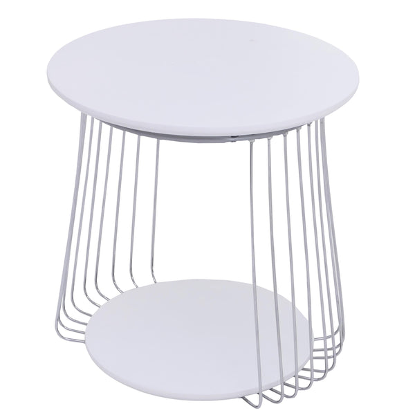 Couchtisch Beistelltisch Kaffeetisch Loungetisch Metall MDF rund Ø50cm weiss