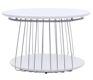 Couchtisch Beistelltisch Kaffeetisch Loungetisch Metall MDF rund Ø70cm weiss