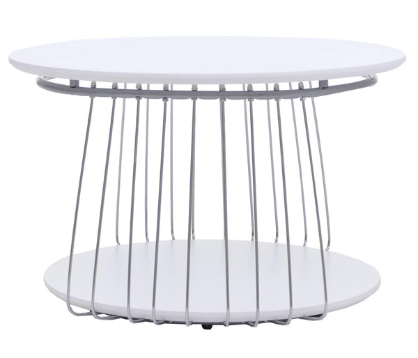 Couchtisch Beistelltisch Kaffeetisch Loungetisch Metall MDF rund Ø70cm weiss