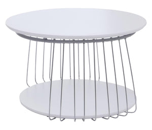 Couchtisch Beistelltisch Kaffeetisch Loungetisch Metall MDF rund Ø70cm weiss