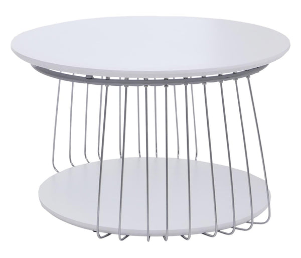 Couchtisch Beistelltisch Kaffeetisch Loungetisch Metall MDF rund Ø70cm weiss