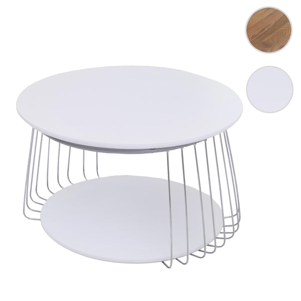 Couchtisch Beistelltisch Kaffeetisch Loungetisch Metall MDF rund Ø70cm weiss