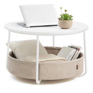 Couchtisch mit Korb rund 75cm Grau