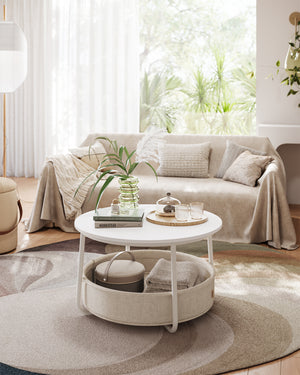 Couchtisch mit Korb rund 75cm Grau
