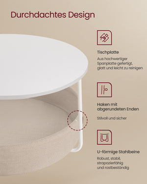Couchtisch mit Korb rund 75cm Grau