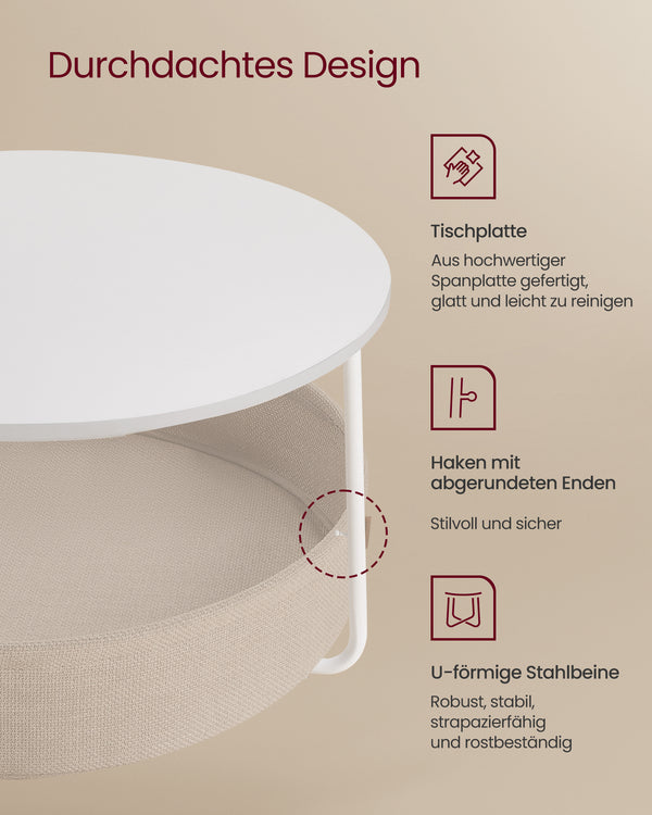 Couchtisch mit Korb rund 75cm Grau