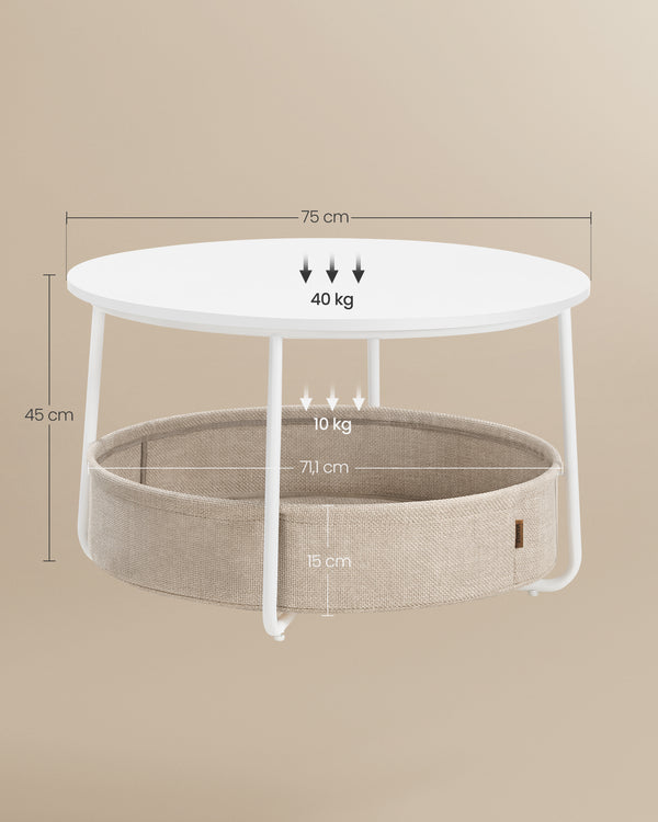 Couchtisch mit Korb rund 75cm Grau