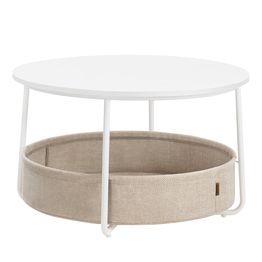 Couchtisch mit Korb rund 75cm Grau