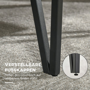 Couchtisch mit verstellbaren Fussstützen Industriedesign Schwarz-Braun
