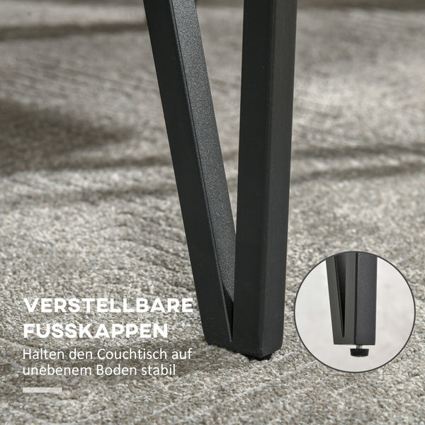 Couchtisch mit verstellbaren Fussstützen Industriedesign Schwarz-Braun