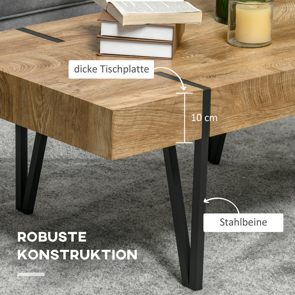 Couchtisch mit verstellbaren Fussstützen Industriedesign Schwarz-Braun