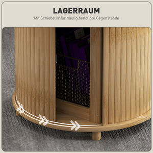 Couchtisch rund aus Bambus mit verstecktem Stauraum Ø60x45cm Natur