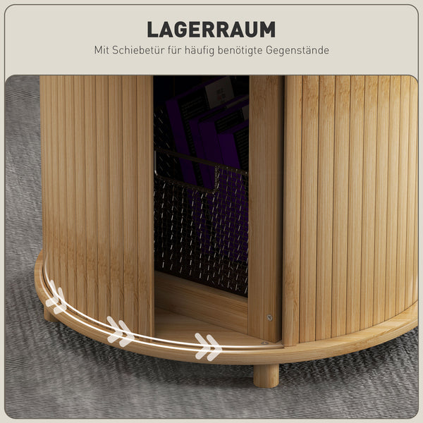 Couchtisch rund aus Bambus mit verstecktem Stauraum Ø60x45cm Natur