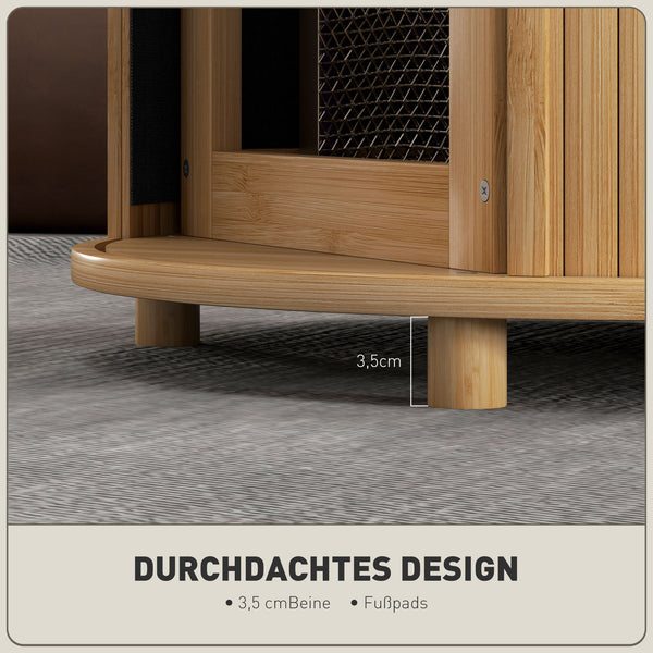 Couchtisch rund aus Bambus mit verstecktem Stauraum Ø60x45cm Natur