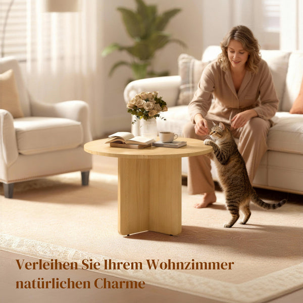Couchtisch rund für Wohnzimmer aus Bambus natur