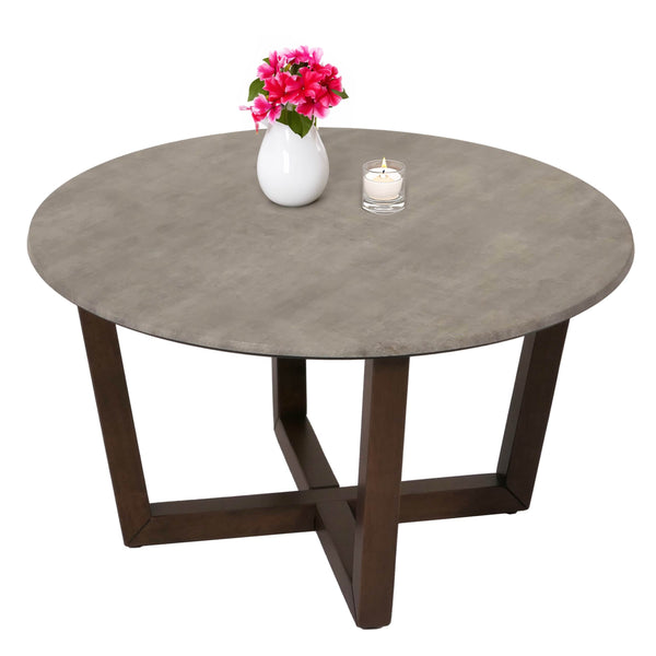 Couchtisch Beistelltisch Sofatisch HPL Laminat Ø80cm Beton-Optik dunkles Gestell