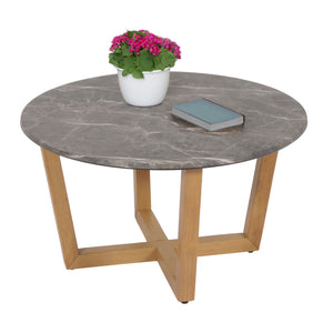 Couchtisch Beistelltisch Sofatisch HDF Laminat Ø80cm Marmoroptik helles Gestell