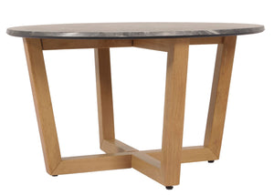 Couchtisch Beistelltisch Sofatisch HDF Laminat Ø80cm Marmoroptik helles Gestell