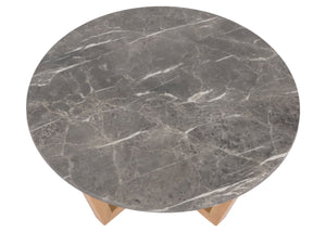 Couchtisch Beistelltisch Sofatisch HDF Laminat Ø80cm Marmoroptik helles Gestell