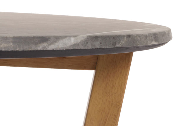 Couchtisch Beistelltisch Sofatisch HDF Laminat Ø80cm Marmoroptik helles Gestell