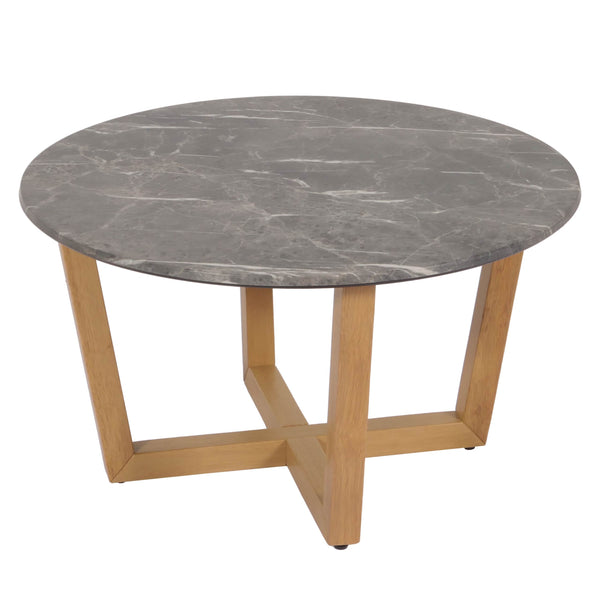 Couchtisch Beistelltisch Sofatisch HDF Laminat Ø80cm Marmoroptik helles Gestell