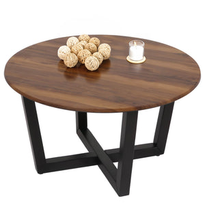Couchtisch Beistelltisch Sofatisch HPL Laminat Ø80cm Sheesham-Optik dunkles Gestell