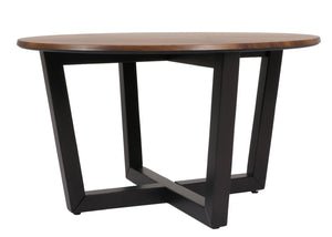 Couchtisch Beistelltisch Sofatisch HPL Laminat Ø80cm Sheesham-Optik dunkles Gestell