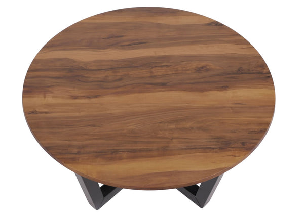 Couchtisch Beistelltisch Sofatisch HPL Laminat Ø80cm Sheesham-Optik dunkles Gestell