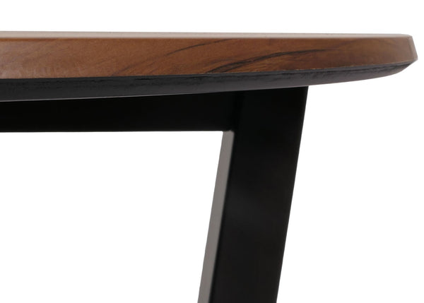 Couchtisch Beistelltisch Sofatisch HPL Laminat Ø80cm Sheesham-Optik dunkles Gestell