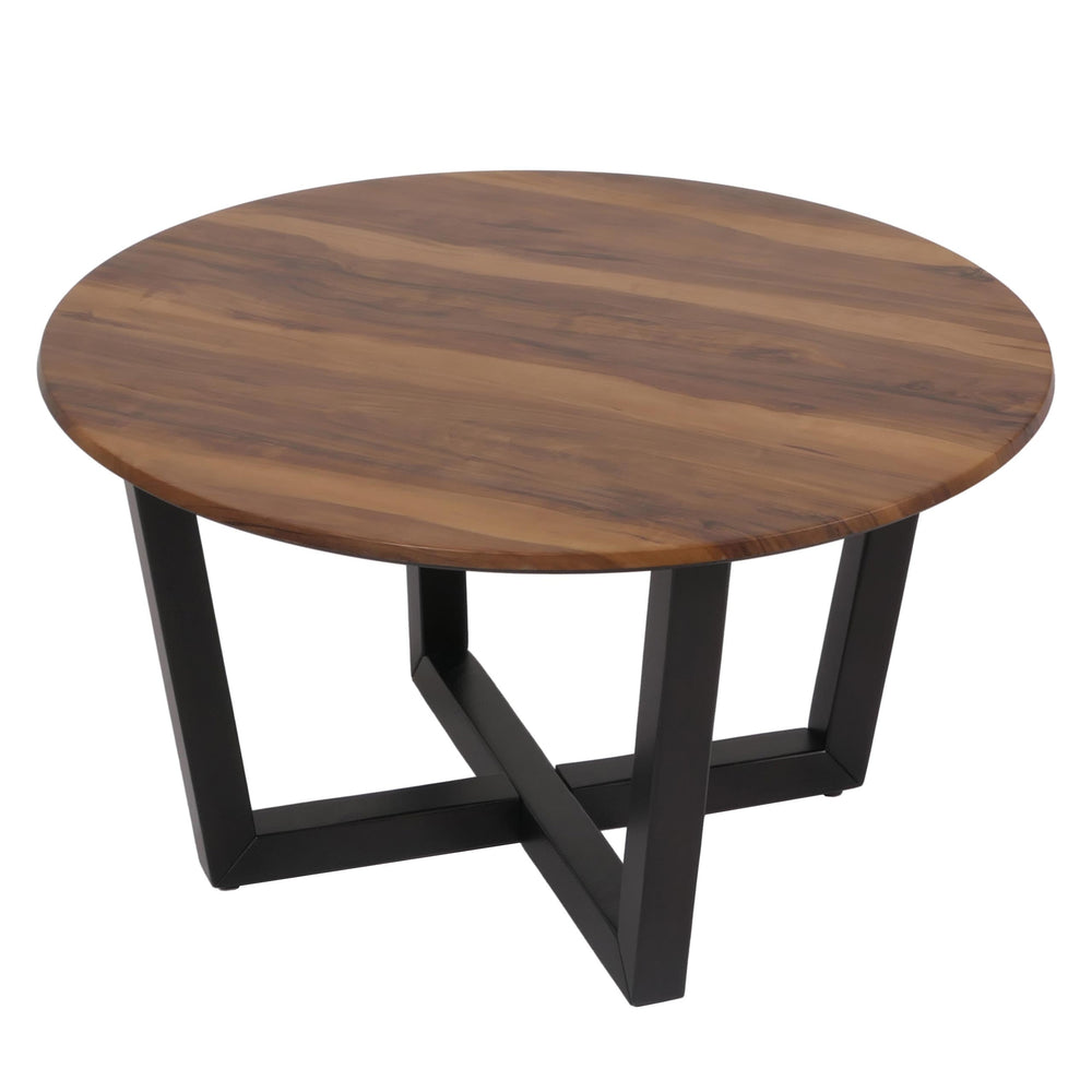 Couchtisch Beistelltisch Sofatisch HPL Laminat Ø80cm Sheesham-Optik dunkles Gestell