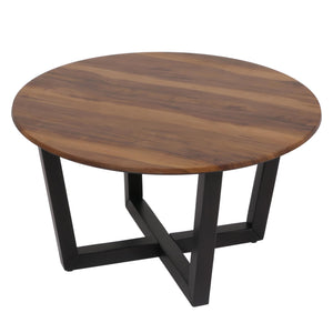 Couchtisch Beistelltisch Sofatisch HPL Laminat Ø80cm Sheesham-Optik dunkles Gestell
