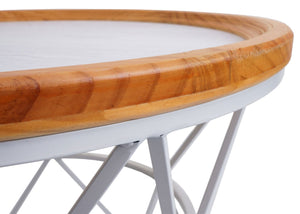 Couchtisch Kaffeetisch Beistelltisch Loungetisch Metallgestell Holz Ø66cm weiss