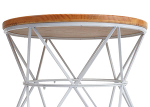 Couchtisch Kaffeetisch Beistelltisch Loungetisch Metallgestell Holz Ø66cm weiss