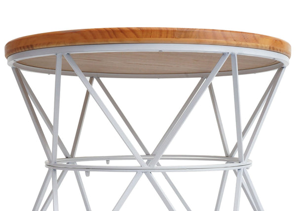 Couchtisch Kaffeetisch Beistelltisch Loungetisch Metallgestell Holz Ø66cm weiss