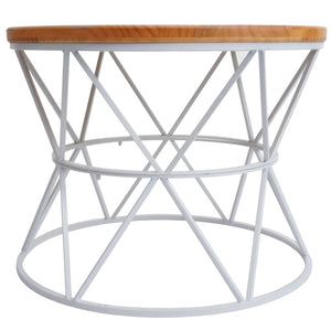 Couchtisch Kaffeetisch Beistelltisch Loungetisch Metallgestell Holz Ø66cm weiss