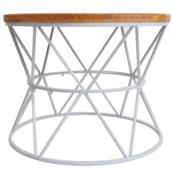 Couchtisch Kaffeetisch Beistelltisch Loungetisch Metallgestell Holz Ø66cm weiss