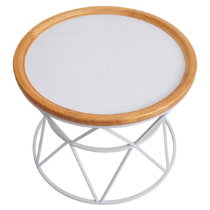 Couchtisch Kaffeetisch Beistelltisch Loungetisch Metallgestell Holz Ø66cm weiss