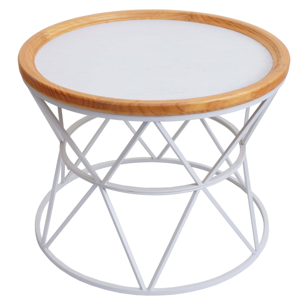 Couchtisch Kaffeetisch Beistelltisch Loungetisch Metallgestell Holz Ø66cm weiss