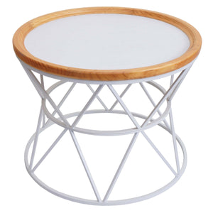 Couchtisch Kaffeetisch Beistelltisch Loungetisch Metallgestell Holz Ø66cm weiss