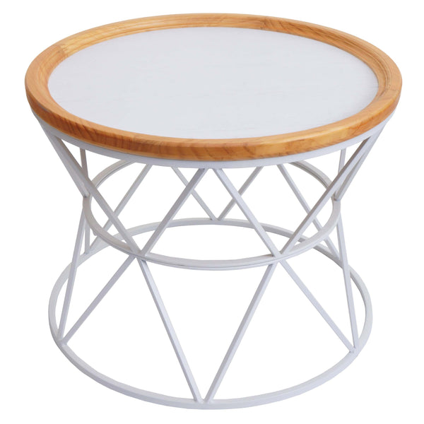 Couchtisch Kaffeetisch Beistelltisch Loungetisch Metallgestell Holz Ø66cm weiss