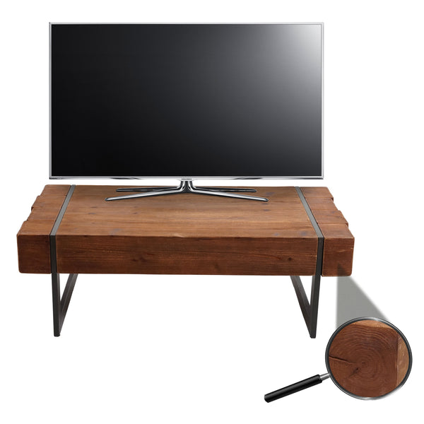Couchtisch Wohnzimmertisch Tanne Holz rustikal massiv 40x120x60cm braun