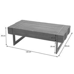 Couchtisch Wohnzimmertisch Tanne Holz rustikal massiv 40x120x60cm braun
