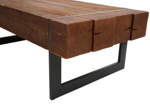 Couchtisch Wohnzimmertisch Tanne Holz rustikal massiv 40x120x60cm braun