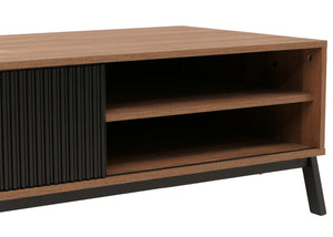 Couchtisch Wohnzimmertisch Sofatisch Staufächer Schiebetür 42x120x60cm natur