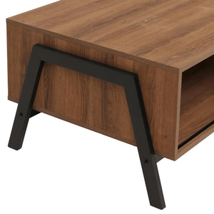 Couchtisch Wohnzimmertisch Sofatisch Staufächer Schiebetür 42x120x60cm natur